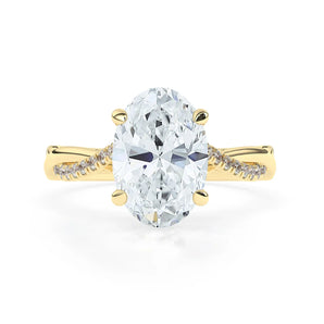 Stunning 3.0 CT Oval Moissanite Engagement Ring with Hidden Halo & Twisted Pave Design