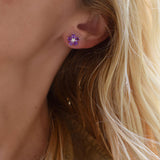 0.20 CT Round Amethyst Lab Made Diamond- February Birthstone Studs 6