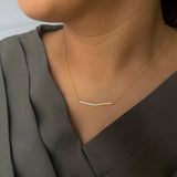 0.80 TCW Round Moissanite Diamond Bar Pendant Necklace in Solid Gold 2