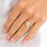 1.33 CT Pear Halo & Pave Lab Grown Diamond Engagement Ring