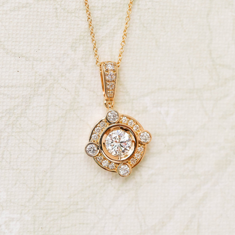 
                  
                    0.50 CT Brilliant Round Cut Moissanite Necklace With Halo Style
                  
                