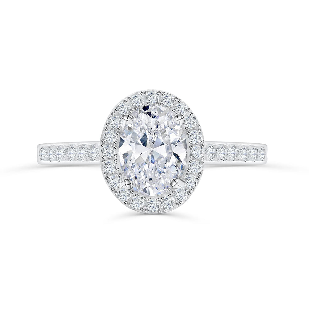 1.50 CT Oval Moissanite Halo & Pave Engagement Ring - farrellouise