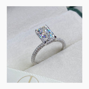 Stunning 2.5 CT Radiant Moissanite Engagement Ring with Pave and Hidden Halo Designs