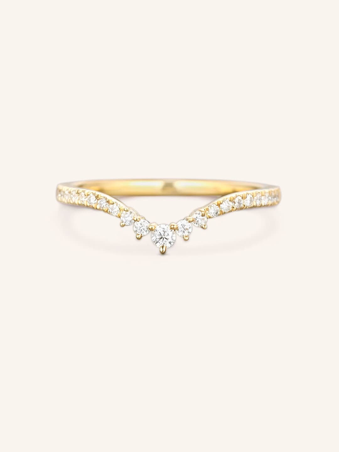 Stunning 0.2 TCW Round Moissanite Stones Curved Wedding Bands 1