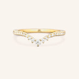 Stunning 0.2 TCW Round Moissanite Stones Curved Wedding Bands 1