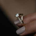 0.85 CT Round Cut Pave CVD E/VS1 Diamond Engagement Ring 9