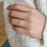 Stunning 0.6 CT Oval Moissanite Stones Three Stones Wedding Band 5