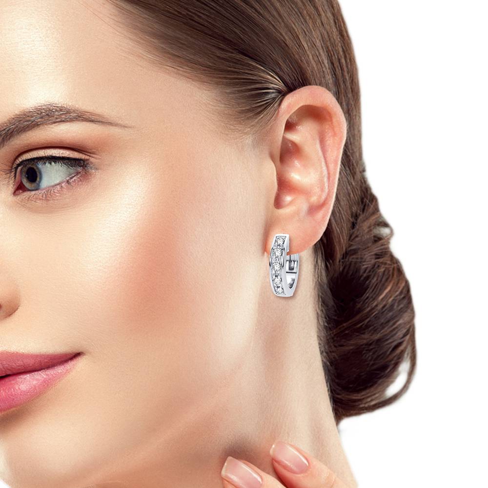 0.05 TCW Round Cut Hoops Moissanite Earrings