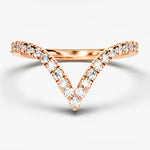 Stunning 0.40 TCW Round Moissanite Stones V-Shape Wedding Band 3