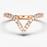 Stunning 0.40 TCW Round Moissanite Stones V-Shape Wedding Band 3