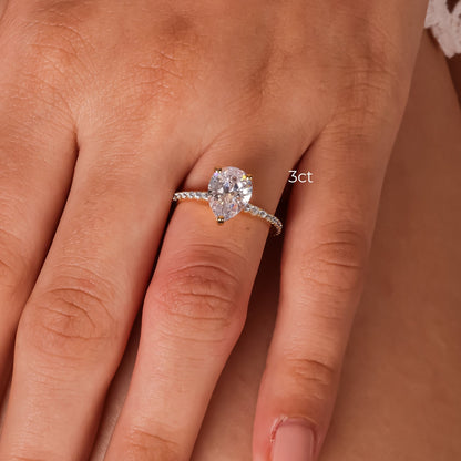 Stunning 1.0 CT Pear Moissanite Engagement Ring with Hidden Halo & Pave Design 3