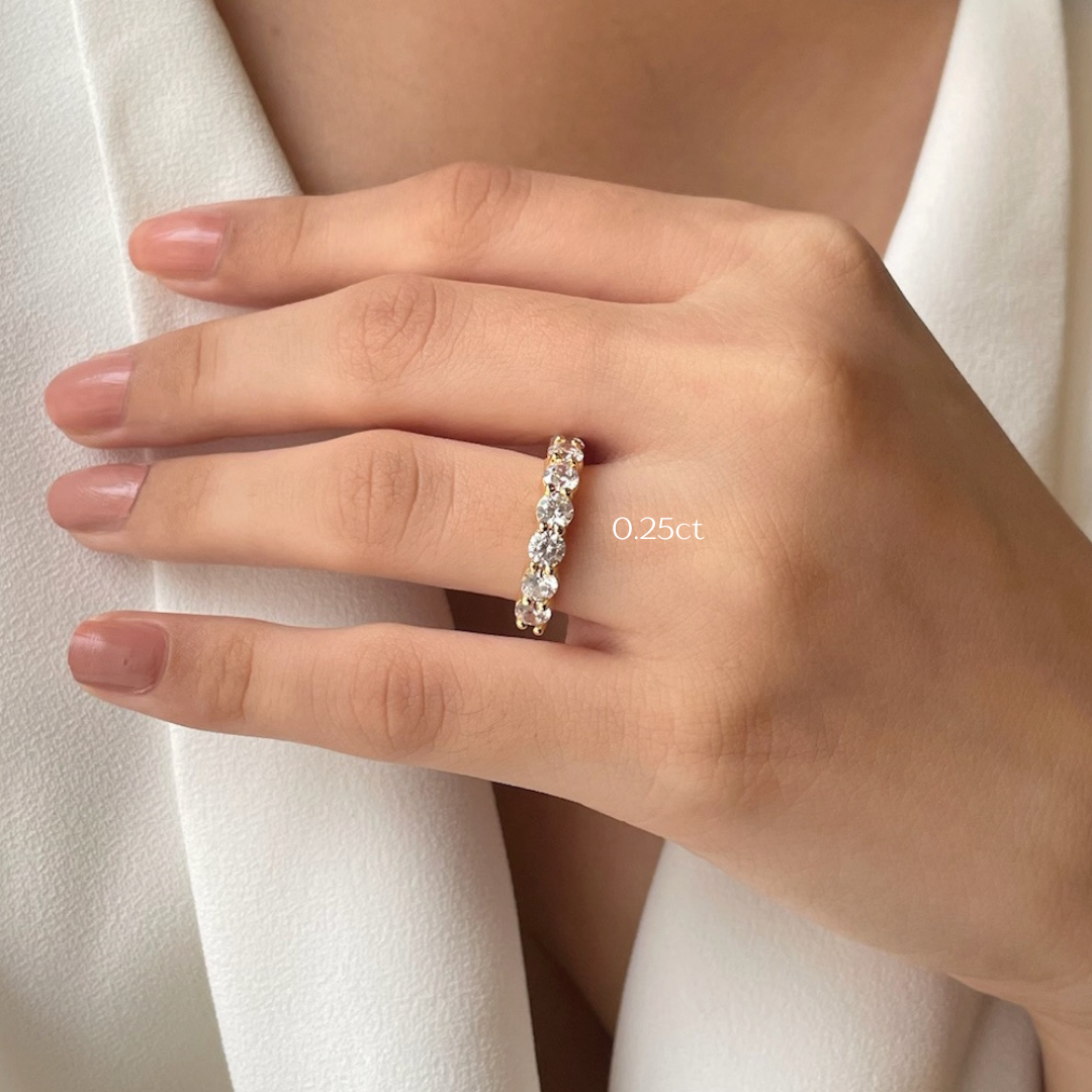 Stunning 0.30 TCW Round Moissanite Stones Half Eternity Wedding Band 1