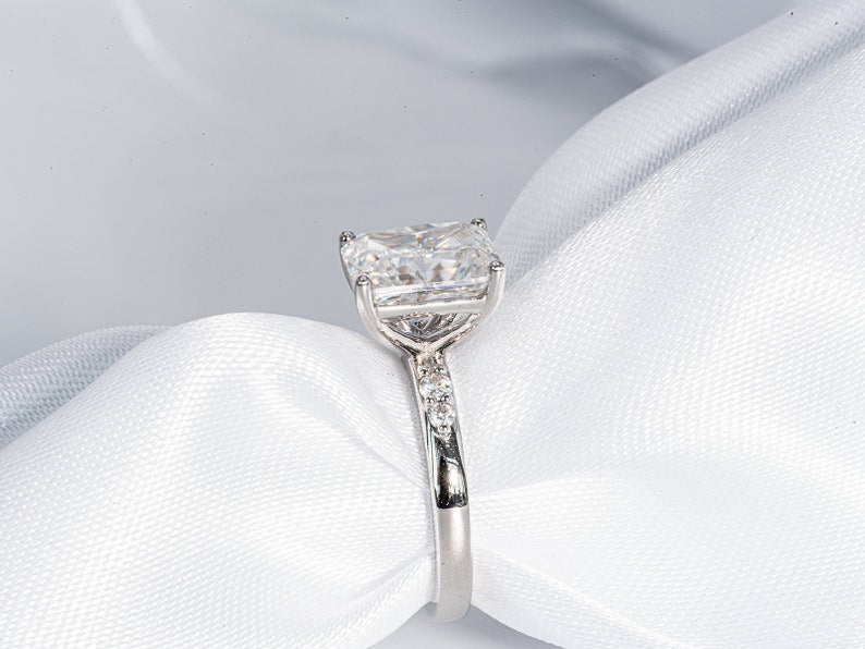 Stunning 3.0 CT Radiant Cut Moissanite Engagement Ring with Pave Design 3
