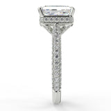 Stunning 2.45 CT Radiant Moissanite Engagement Ring with Hidden Halo & Three Side Pave Design 7