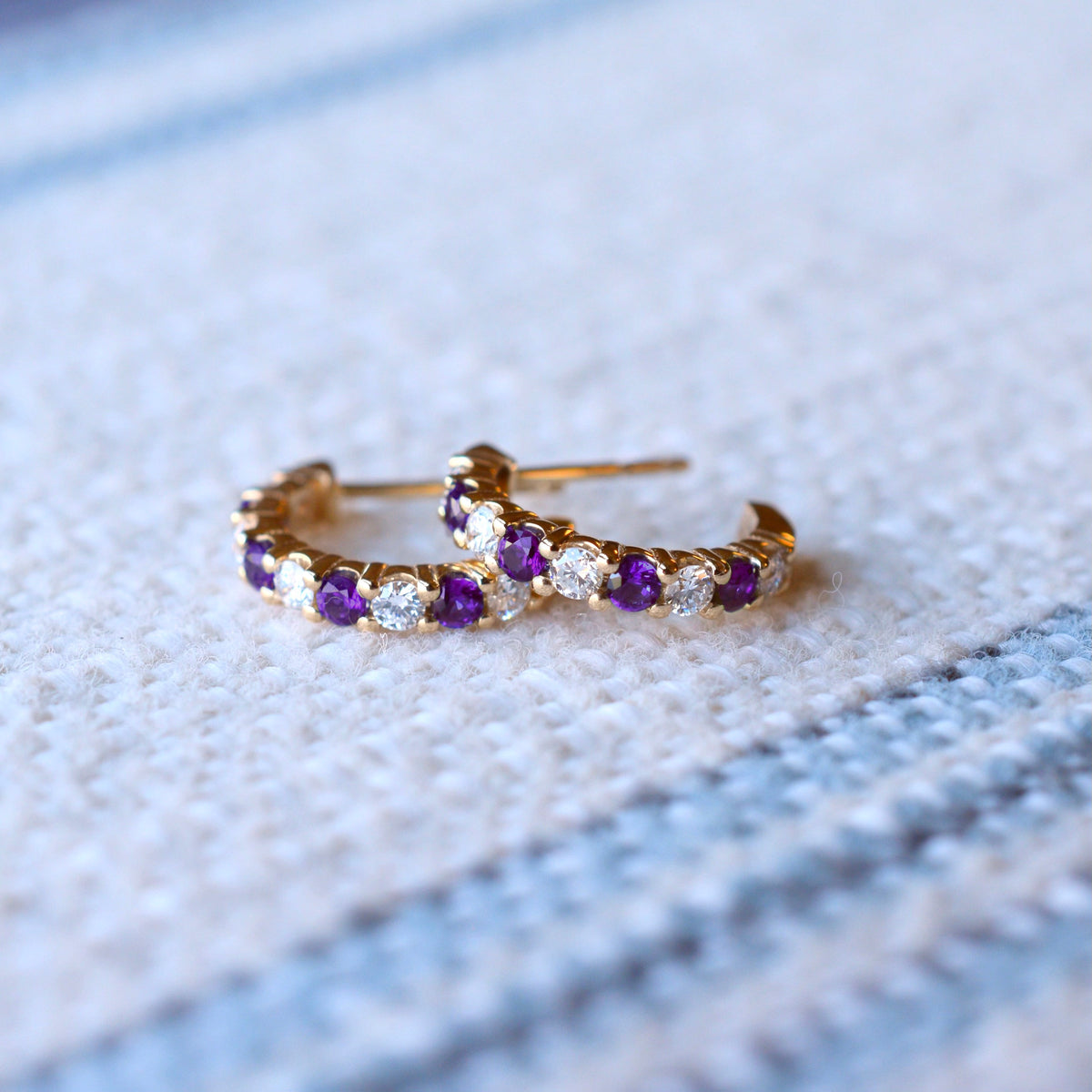 2.25 TCW Round Amethyst Lab Made Diamond- February Birthstone Earrings 6