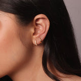 0.80 TCW Round Cut Moissanite Huggies Earrings in Gold 4