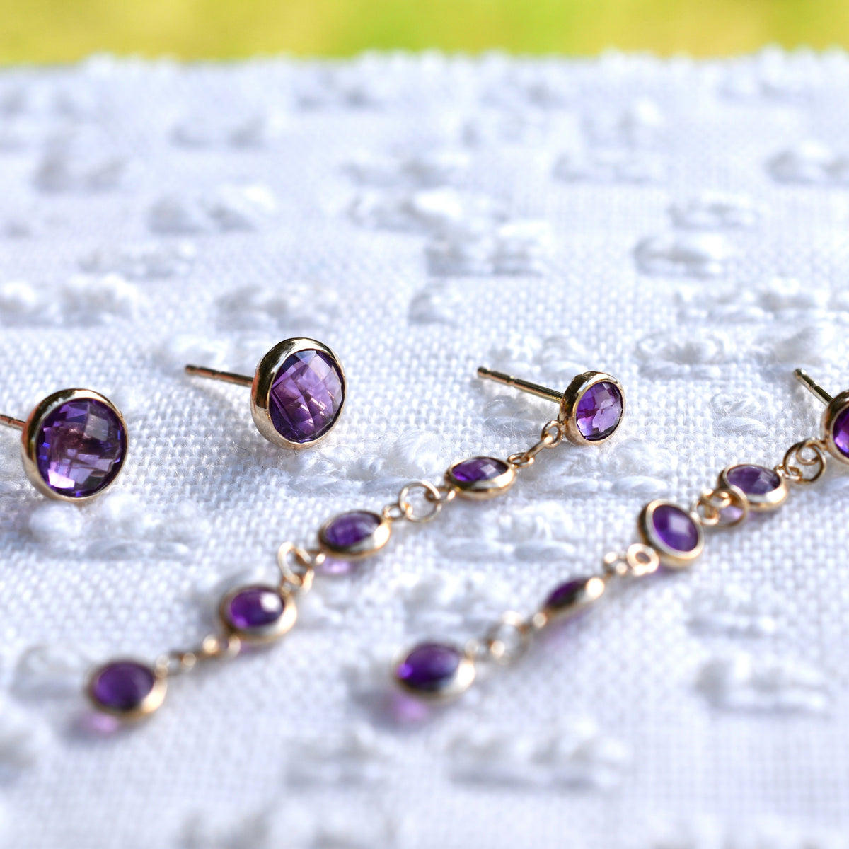 1.25 TCW Round Amethyst Lab Made Diamond- February Birthstone Dangle 6