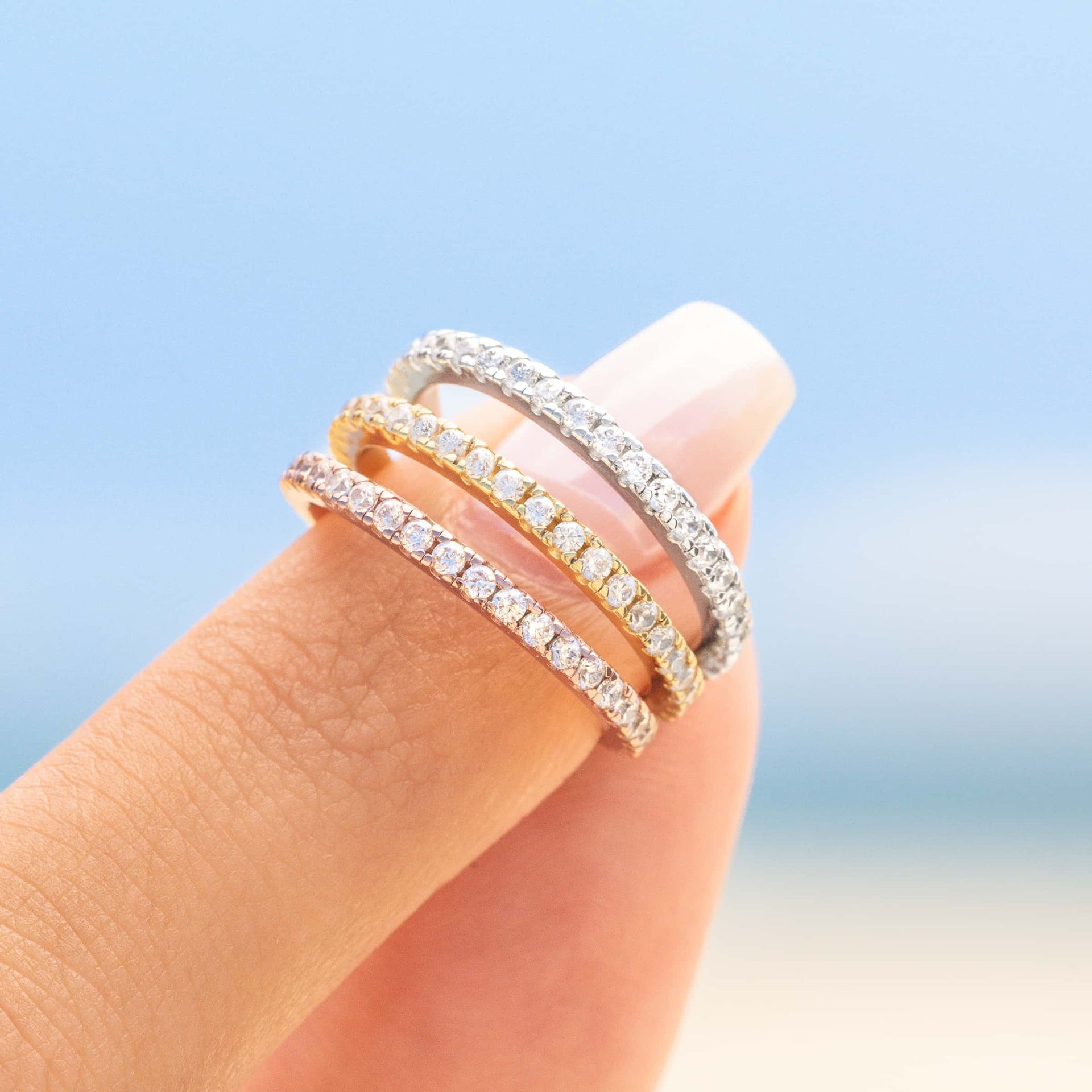 Stunning 0.4 TCW Round Moissanite Stone In Full Eternity Wedding Band 4