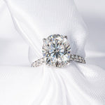 Stunning 4.0 CT Oval Cut Moissanite Engagement Ring with Hidden Halo & Pave Design 5