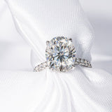 Stunning 4.0 CT Oval Cut Moissanite Engagement Ring with Hidden Halo & Pave Design 5