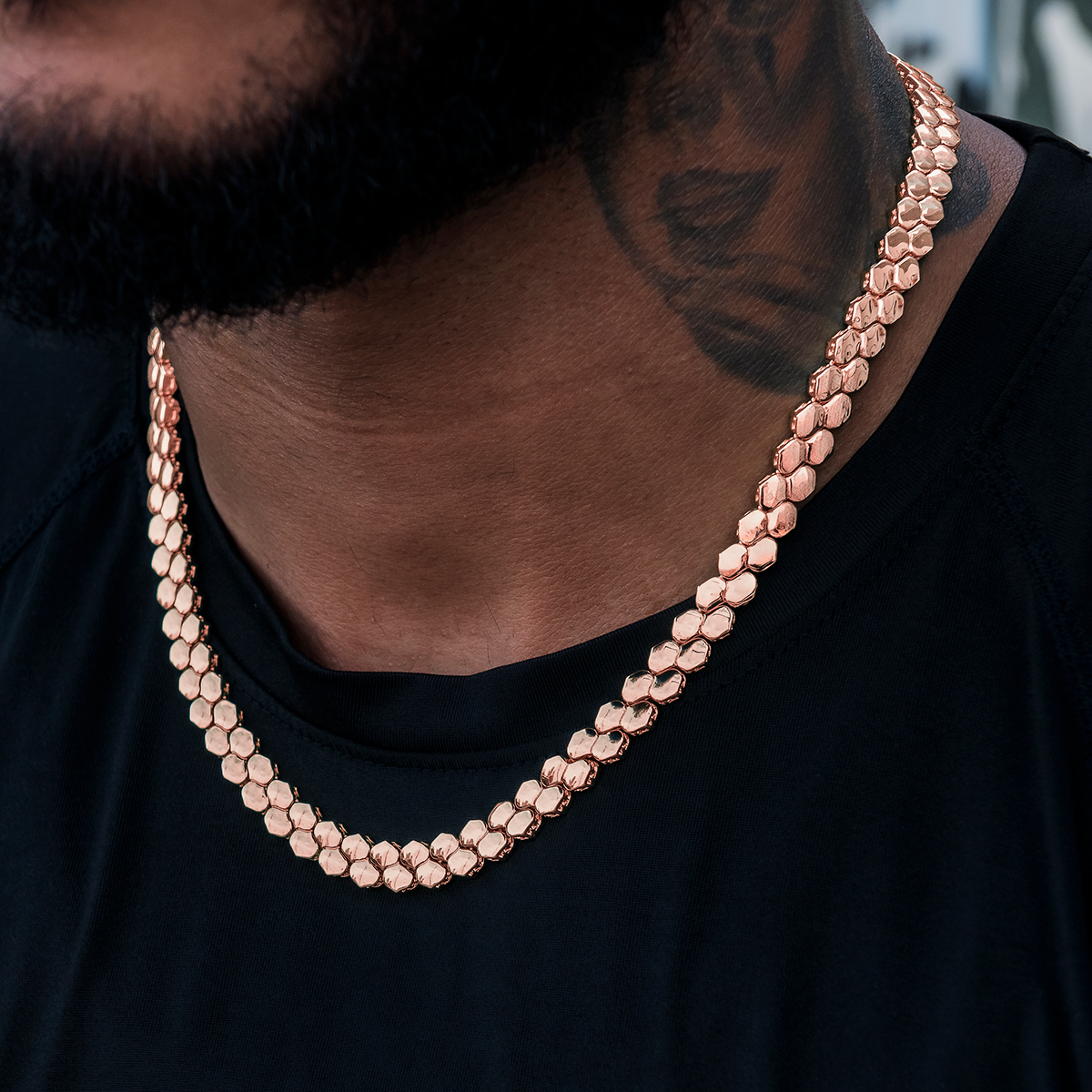 Polished Finish Flat Reptile Chain Silver Necklace For Him 3