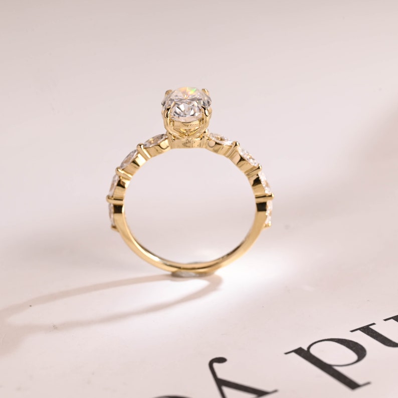 Stunning 1.0 - 2.0 CT Oval Moissanite Engagement Ring with Pave Design 7