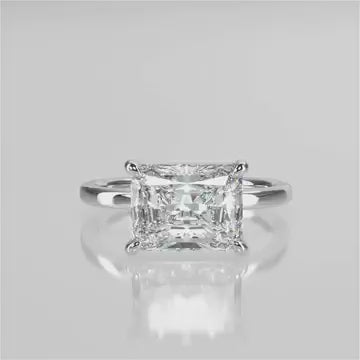 Stunning 2.45 CT East West Radiant Moissanite Engagement Ring with Solitaire Design 4