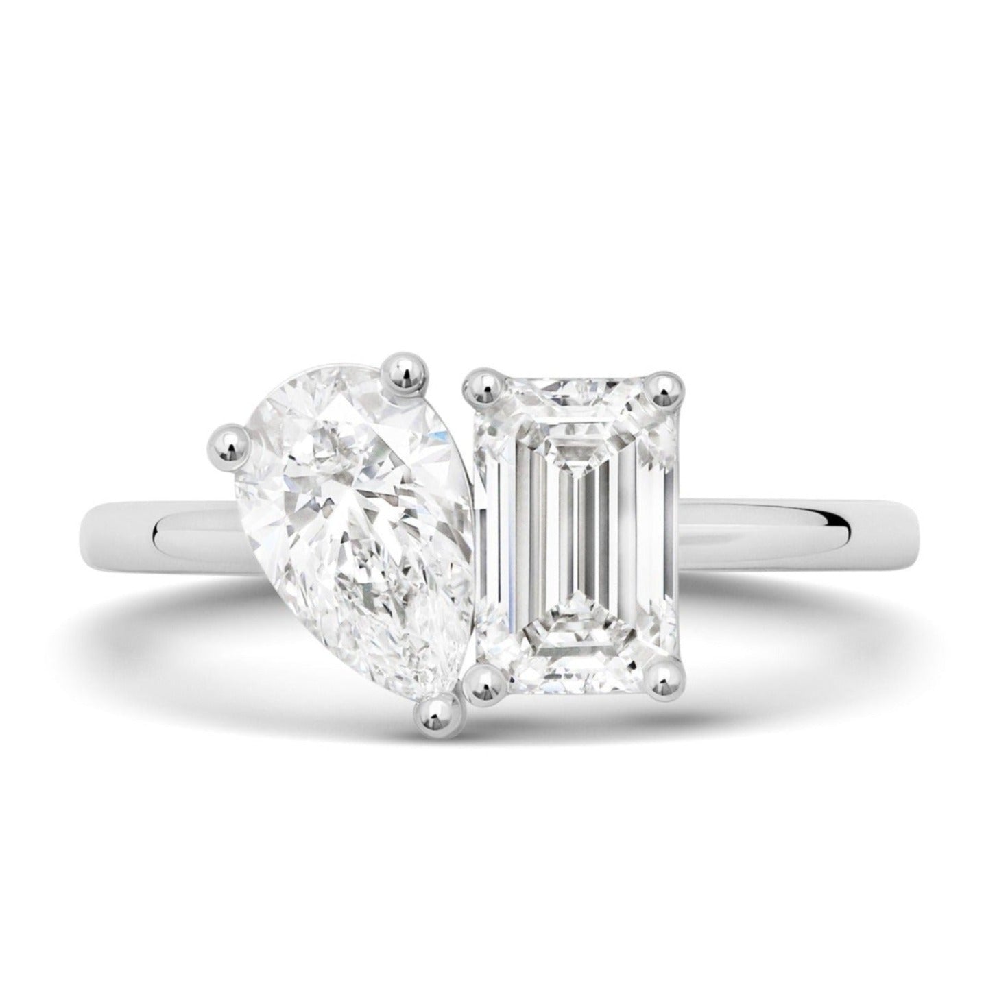 Stunning 3.0 TCW Pear & Emerald Moissanite Stones Engagement Ring 1