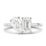 Stunning 3.0 TCW Pear & Emerald Moissanite Stones Engagement Ring 1