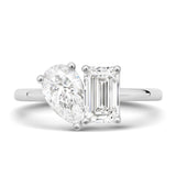 Stunning 3.0 TCW Pear & Emerald Moissanite Stones Engagement Ring 1