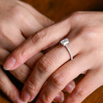 Stunning 1.0 - 2.0 CT Emerald Moissanite Engagement Ring With Hidden Halo Design 6