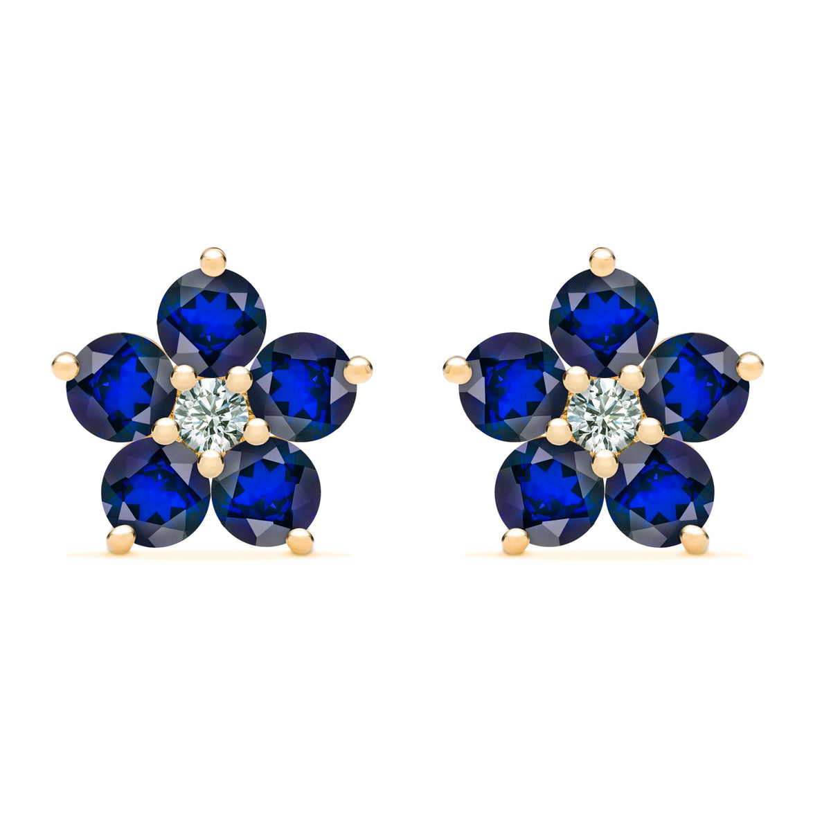 1.46 TCW Round Sapphire Lab Made Diamond- September Birthstone Earrings 1