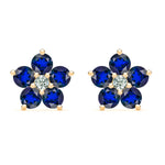 1.46 TCW Round Sapphire Lab Made Diamond- September Birthstone Earrings 1