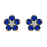 1.46 TCW Round Sapphire Lab Made Diamond- September Birthstone Earrings 1