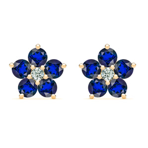 1.46 TCW Round Sapphire Lab Made Diamond- September Birthstone Earrings