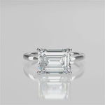 Stunning 2.45 CT East West Emerald Moissanite Engagement Ring with Solitaire Design 4