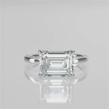 Stunning 2.45 CT East West Emerald Moissanite Engagement Ring with Solitaire Design 4