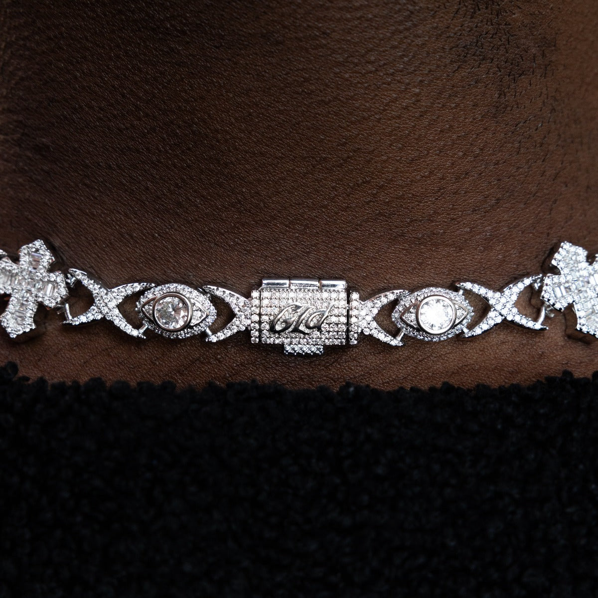 45 CT Baguette & Round Moissanite Diamond Cross Evil Eye Silver Necklace For Him 5