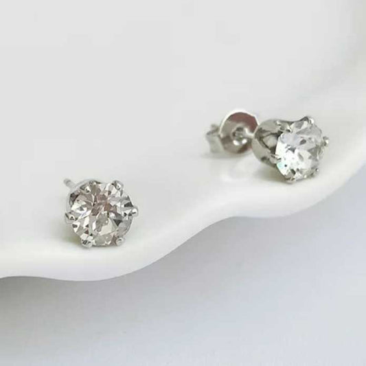 Round Cut Cubic Zirconia in 925 Sterling Silver Earrings 2