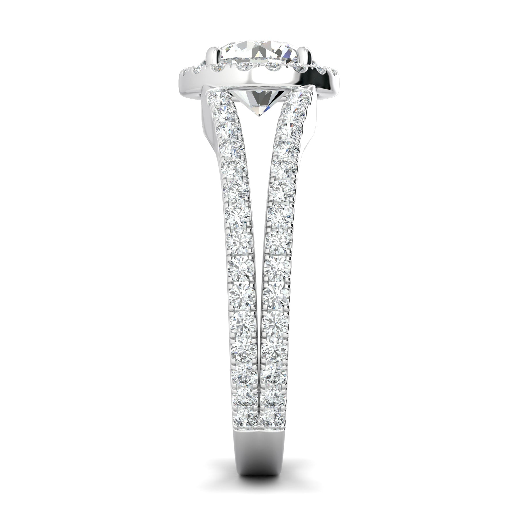 Stunning 0.7 CT Round Moissanite Stones Pave and Halo Wedding Bands 4