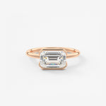 Emerald Half Bezel Lab Grown Diamond Engagement Ring
