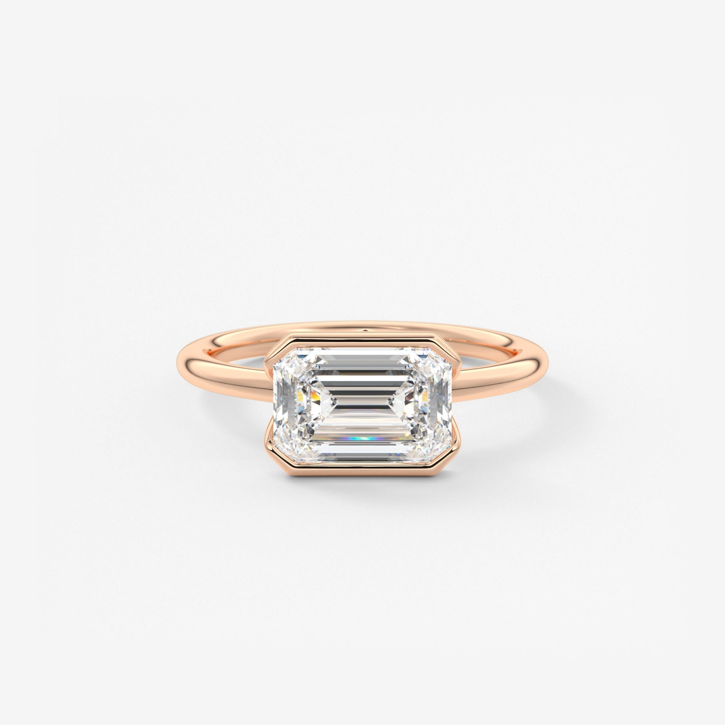 Emerald Half Bezel Lab Grown Diamond Engagement Ring