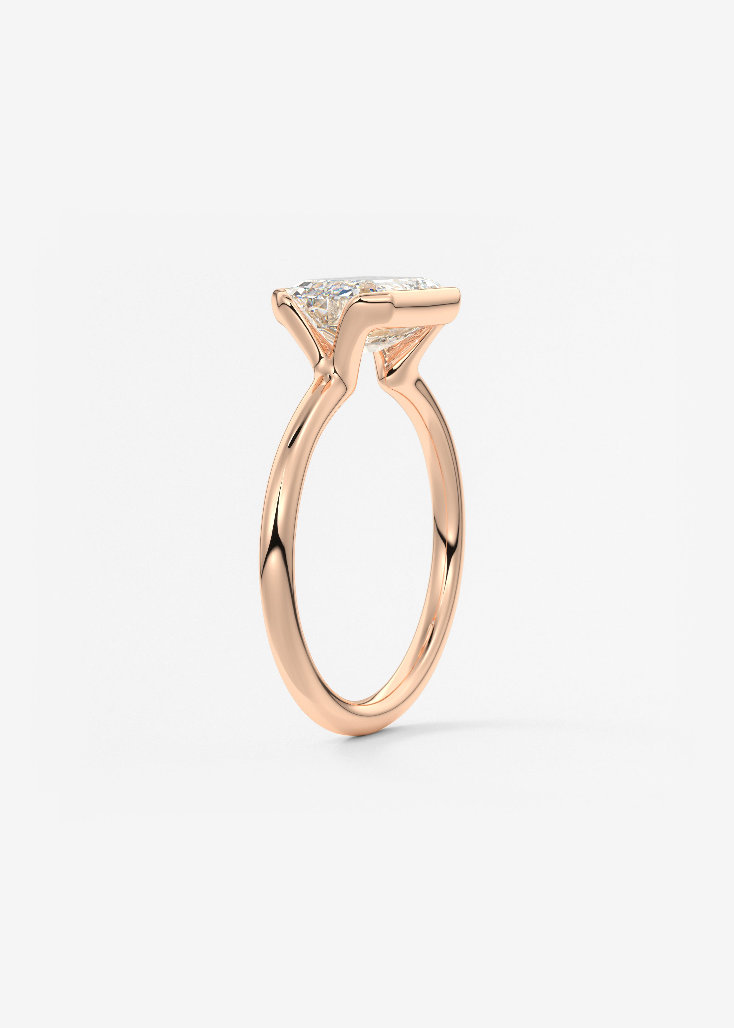 Emerald Half Bezel Lab Grown Diamond Engagement Ring