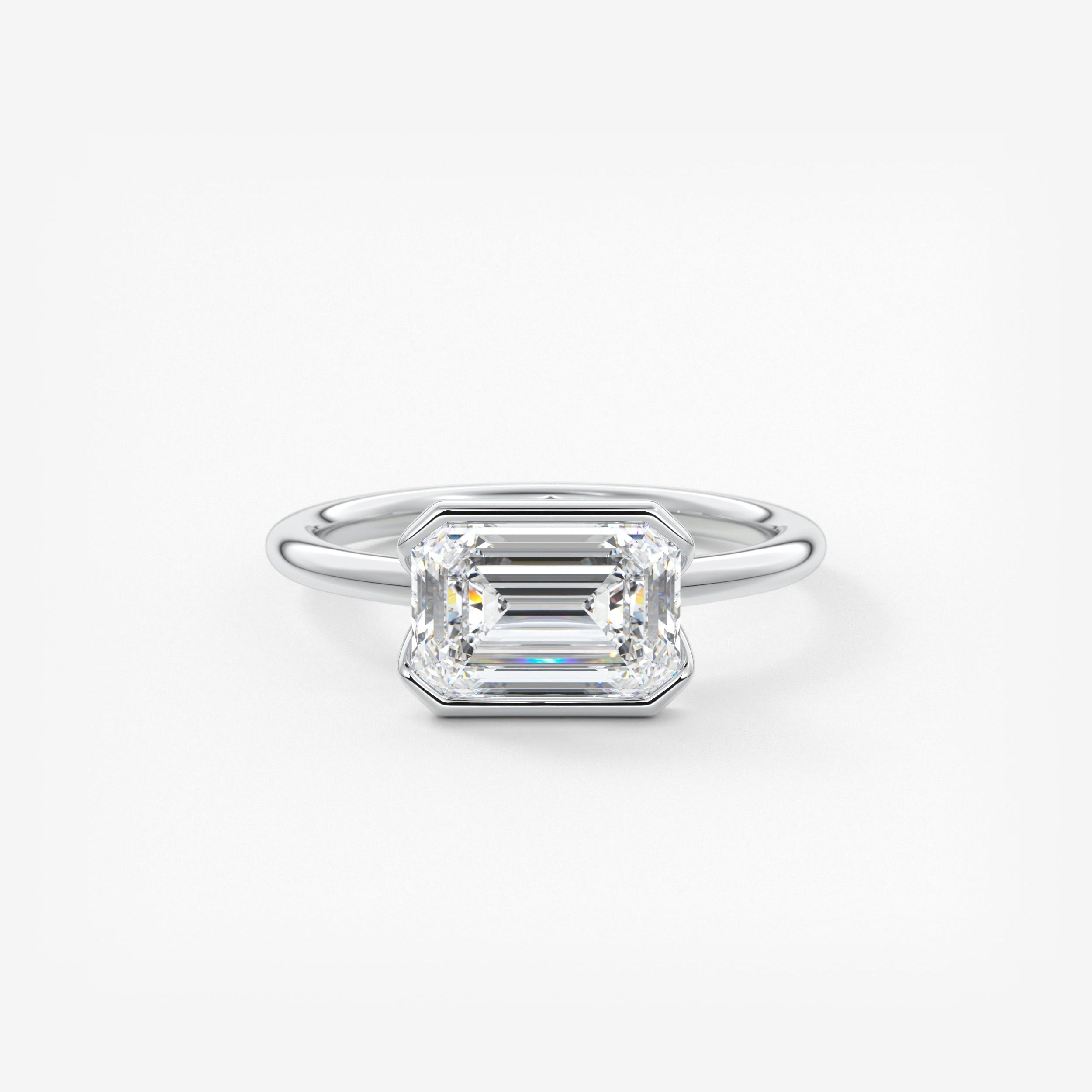 Emerald Half Bezel Lab Grown Diamond Engagement Ring