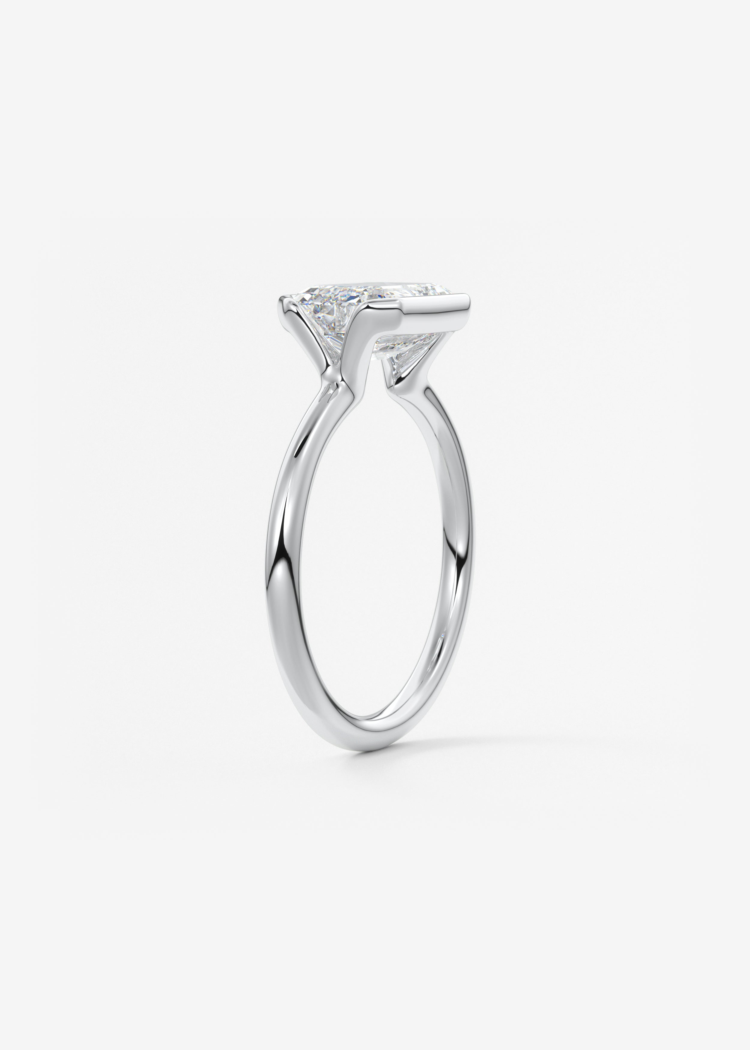 Emerald Half Bezel Lab Grown Diamond Engagement Ring