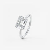 Emerald Half Bezel Lab Grown Diamond Engagement Ring