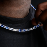 35 CT Oval & Round Moissanite Diamond Tennis Silver Necklace For Him 4