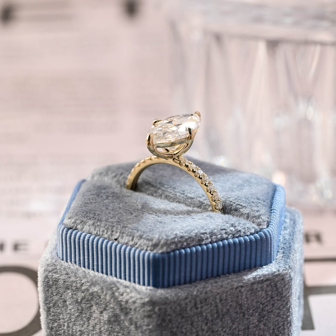 Stunning 3.0 CT Marquise Cut Moissanite Engagement Ring with Pave Design 9