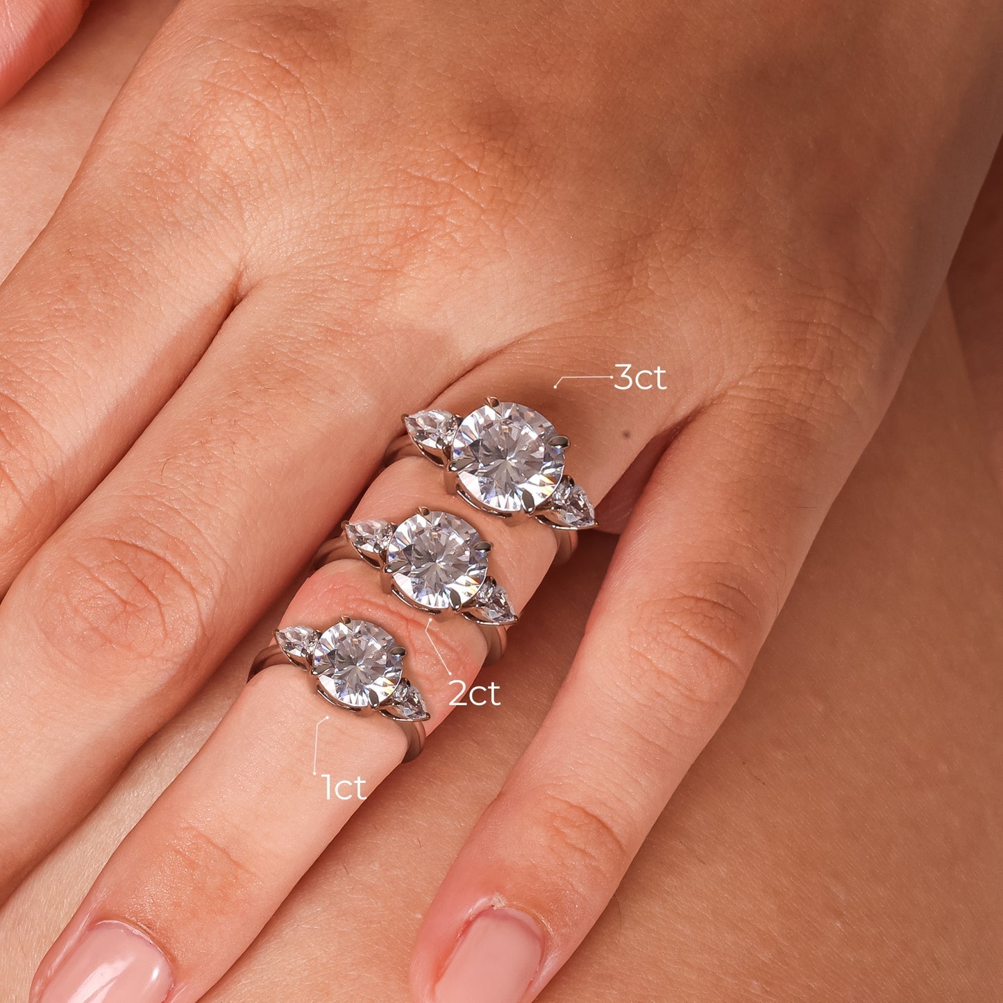 Stunning 2.0 CT Round Moissanite Engagement Ring with Three Stone Design 1