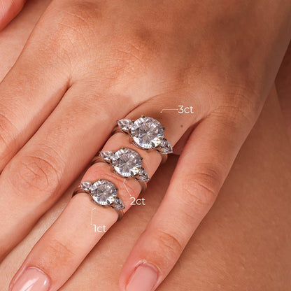 Stunning 2.0 CT Round Moissanite Engagement Ring with Three Stone Design 1